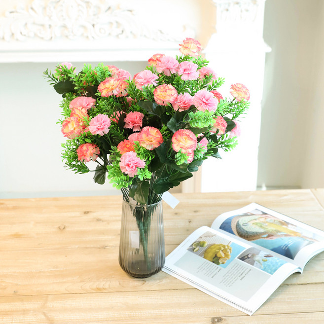 조아트 조화 인테리어 성묘 산소 18송이 블룸 카네이션 부쉬, 핑크핑크, 3개