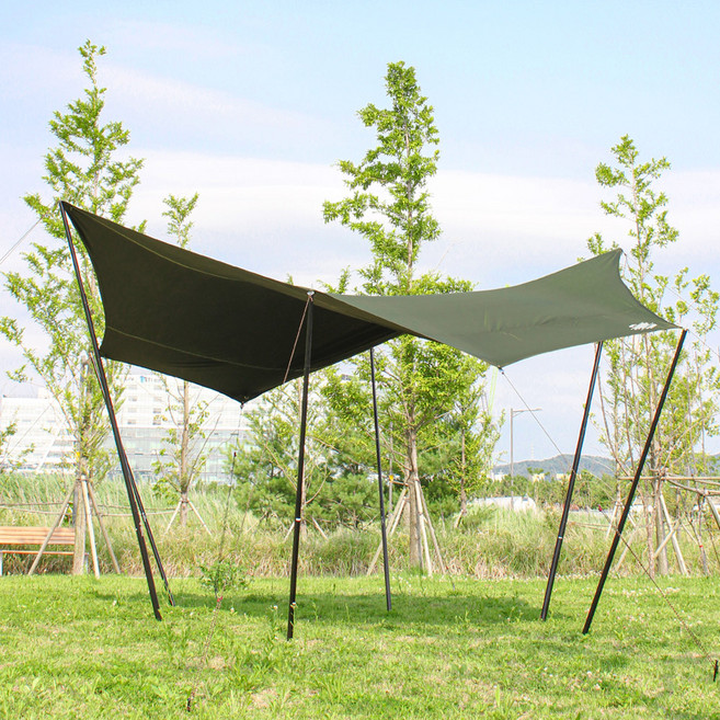 캠프빌리지 방수 블랙코팅 심실링 옥타타프 세트, 카키