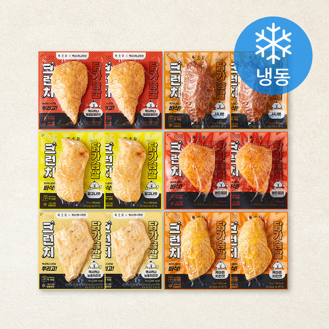바르닭 크런치 닭가슴살 90g x 6종 x 2개입 세트 (냉동), 1세트