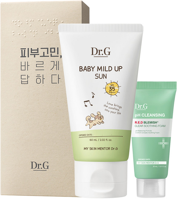 닥터지 베이비 마일드 업 선 SPF35 PA+++ 60ml + 레드 블레미쉬 클리어 수딩 폼 지류 패키지 30ml, 1개