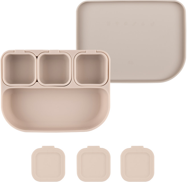 이누이 베베 톰톰 3way 실리콘 이유식 흡착식판, 베이지 + 베이지, 1세트