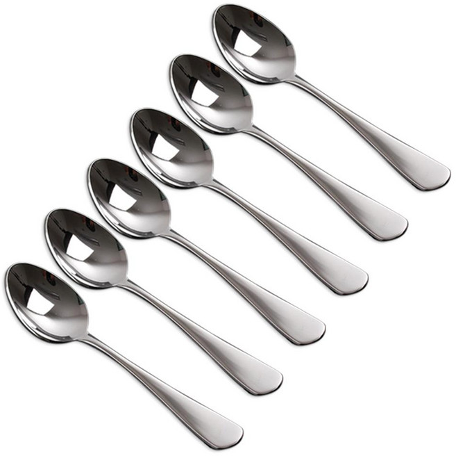 現代餐具茶匙, 6入, 銀色