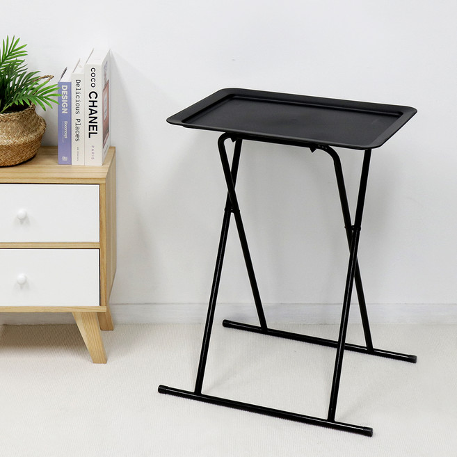 팬물산 이지라이프 스퀘어 접이식 보조테이블, 블랙
