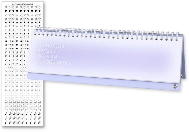 워너디스 DO 위클리 12개월 탁상 데스크 스터디 플래너 + 스티커 세트, 퍼플, 1세트 - 쿠팡