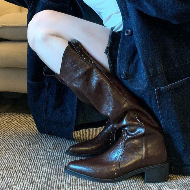 페이퍼먼츠 드론타 메탈 웨스턴 롱 부츠 10382