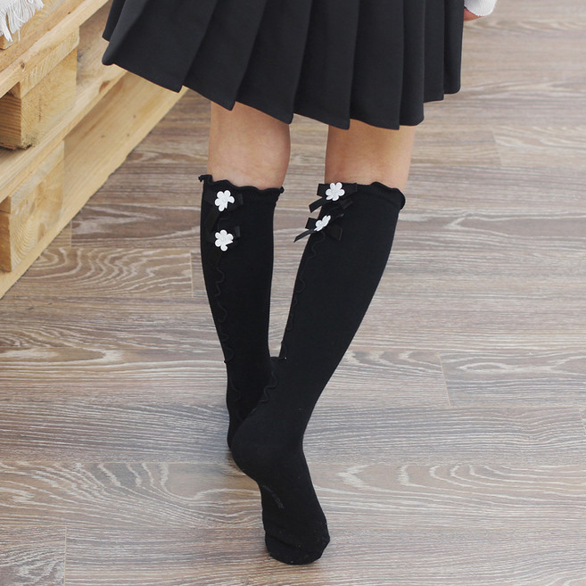 키즈퓨처 여아용 리본 플라워 니삭스 세트