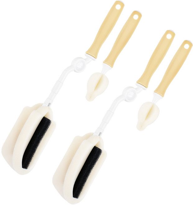 베이비앤아이 클린 회전 젖병솔 2p + 꼭지솔 2p 세트, 1세트, 베이지