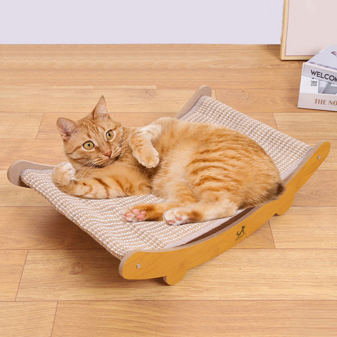 딩동펫 고양이 사이잘 스크래쳐 해먹 캣 침대, 브라운, 1개