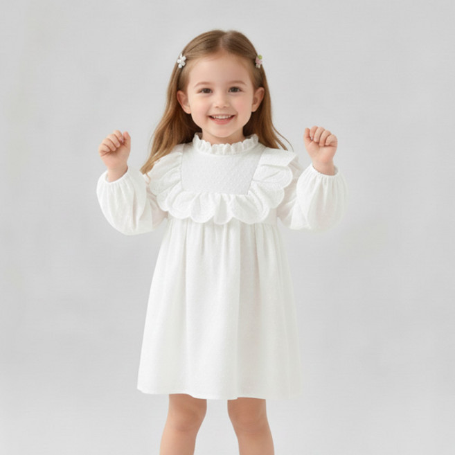 JOYMULTI 天使荷葉邊長袖連身裙