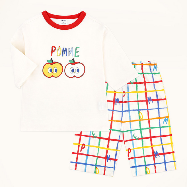 mollimelli friends Pomme 格紋七分袖家居服套裝