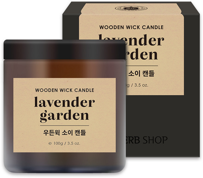 THE HERB SHOP 木芯大豆香氛蠟燭, Lavender Garden, 100g, 1罐