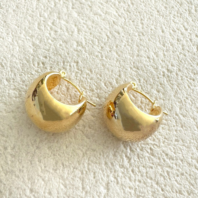 물든 여성용 볼드 왕볼 써지컬스틸 원터치 링 귀걸이