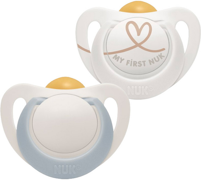 누크 스타 라텍스 노리개젖꼭지, 2개, 블루, 화이트, S1(0~6개월)
