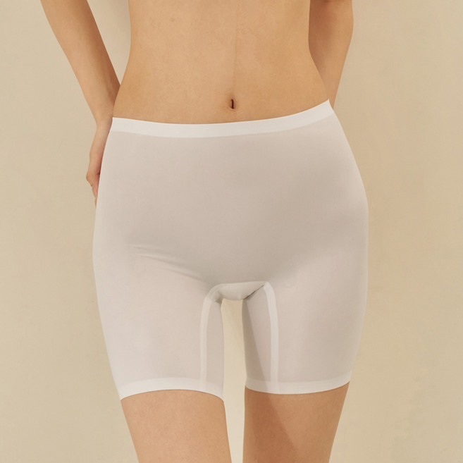 marun5 女性有機無痕透膚四角內褲, 白色