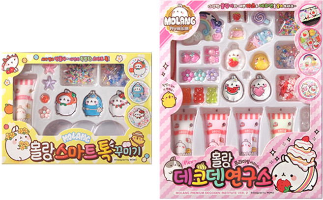 몰랑 스마트톡 꾸미기 키트 + 몰랑이 데코덴프리미엄 DIY 키트 세트, 혼합색상, 1세트