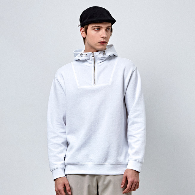 커스텀어스 프레피 후드 반집업 스웨트셔츠 CXS24SKHT211