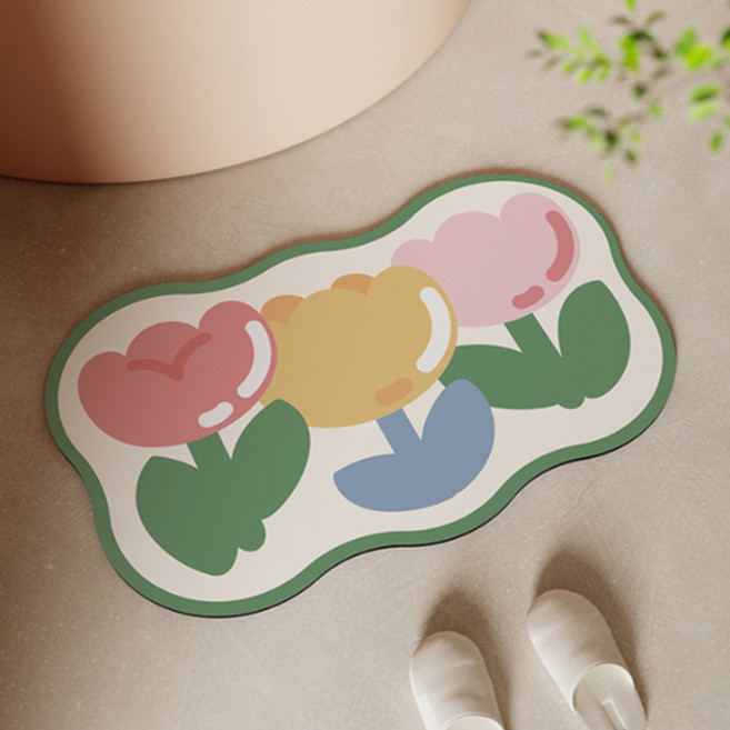 위더홈 젤리 튤립 논슬립 매트 80 x 50 cm, 심플, 1개