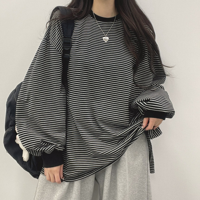 위드후이린 여성용 박시 긴팔 티셔츠