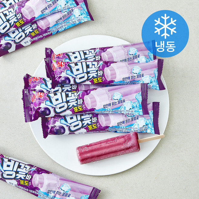 빙꽃바 포도 아이스크림 (냉동), 10개, 1개입, 75ml