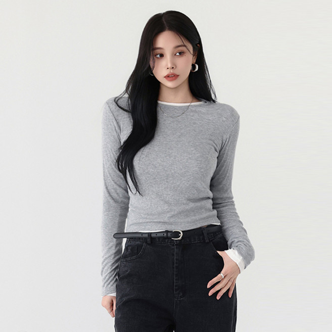 피핀 여성용 텐션 골지 긴팔 티셔츠 112902