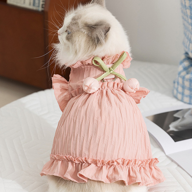 아티펫 반려동물 튤립 플리츠 공주 견인 드레스, 핑크, 1개