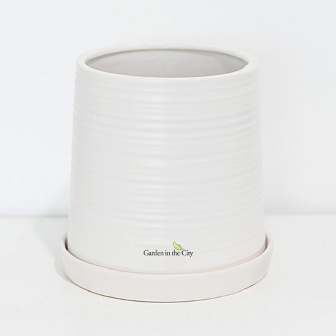 도시정원 모던 도자기 콘 화분 받침세트, 화이트, 1세트