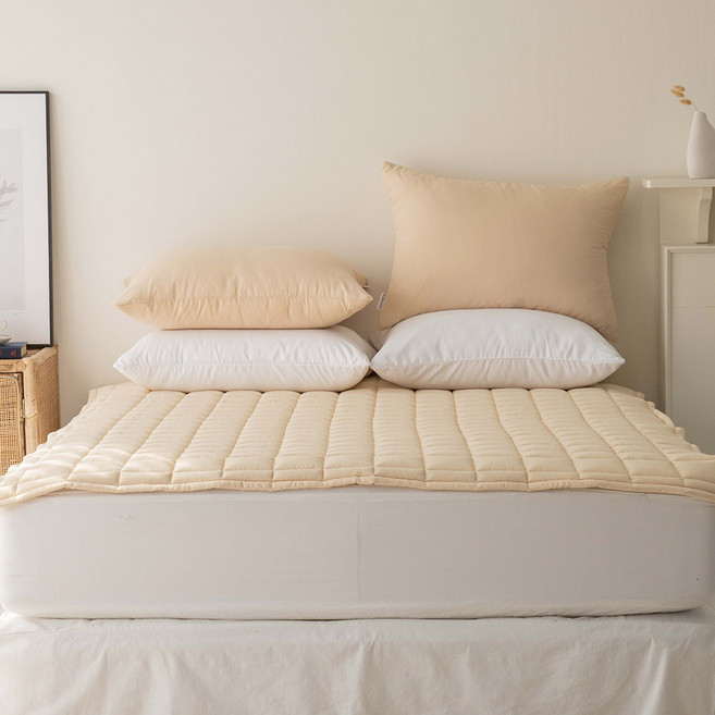 휴가드 방수 고온워싱 고정밴딩형 마카롱 침대패드 카페트, 바닐라