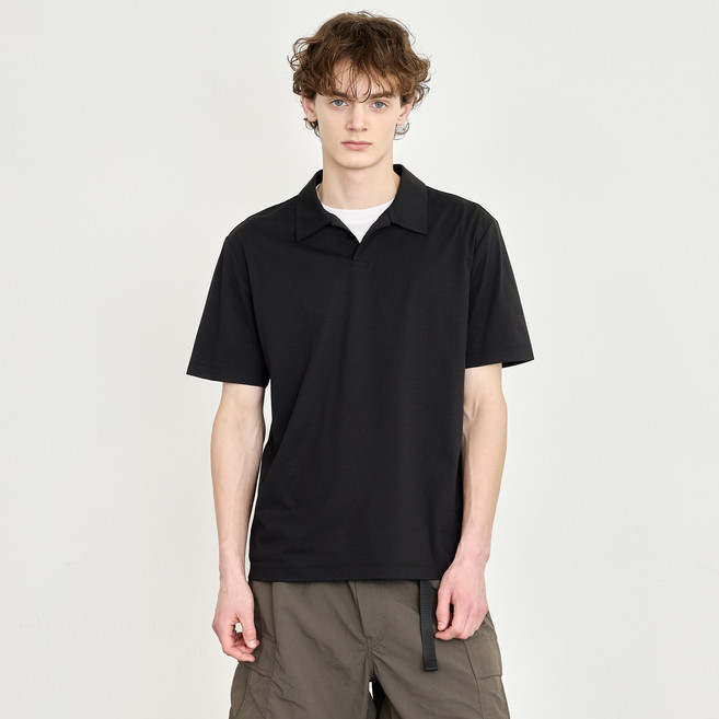 베이직하우스 남성용 통기성 소로나 레귤러핏 오픈카라 반팔 티셔츠 L1TS3101