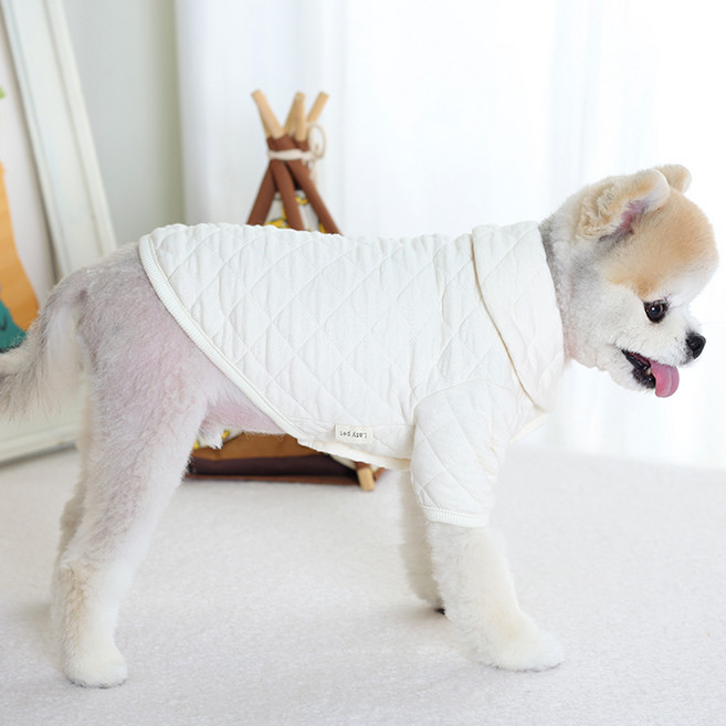 에이미러브즈펫 강아지 LA 누빔 카라 자켓, 아이보리, 1개