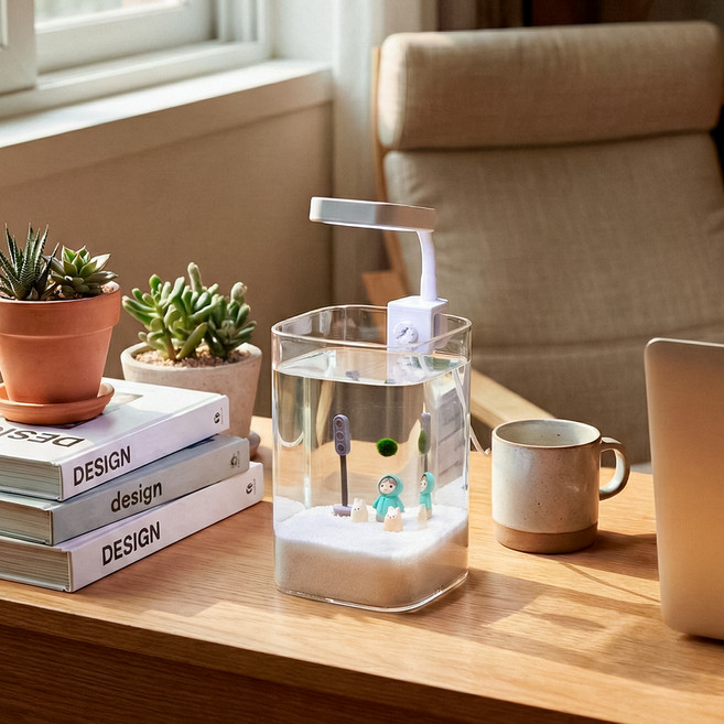 모비딕 힐링 마리모 미니어항 세트, 화이트, 1세트