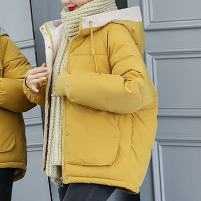 Chichills 女款簡約螺旋連帽抽繩鋪棉外套 01151