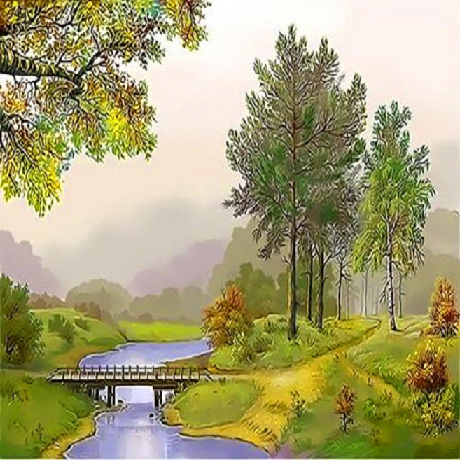 피포페인팅 DIY 풍경화 그리기 세트 여름 테마 시리즈 40 x 50 cm, Q3129, 1개