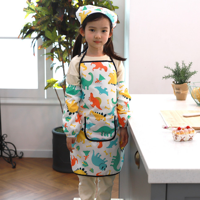 베베슈에뜨 레인보우슈에뜨 아동용 미술요리체험 방수 앞치마 + 두건 + 스토퍼 2p + 토시 세트
