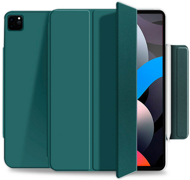 누아트 아이패드 마그네틱 애플펜슬 수납홀더 스마트커버 케이스, 미드나잇그린