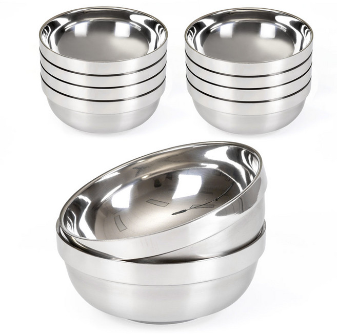 O'lbia 304不鏽鋼雙層麵碗 18cm 11815, 10個, 銀色