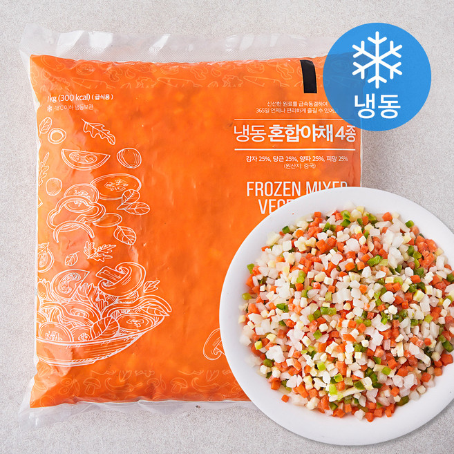 혼합야채 4종 감자 당근 양파 피망 (냉동), 1kg, 1개
