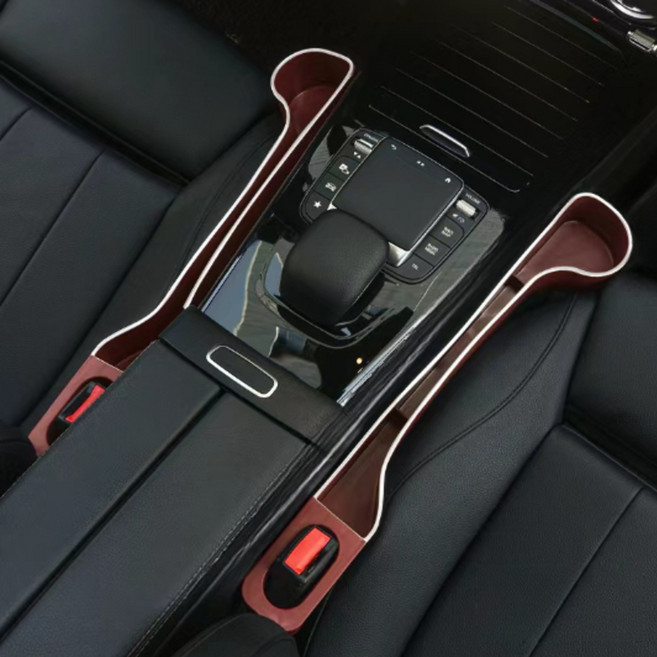 오토크루 차량용 컵홀더형 사이드 포켓 틈새쿠션 2종 세트 AC-S6, 1세트, 브라운