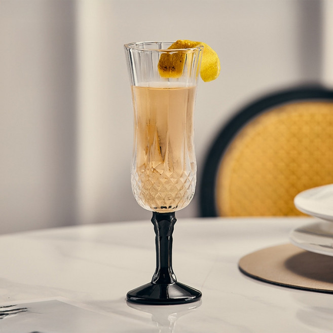 아메리칸로드 슬림 크리스탈 홈카페 고블렛잔 200ml HR2548, 블랙, 1개