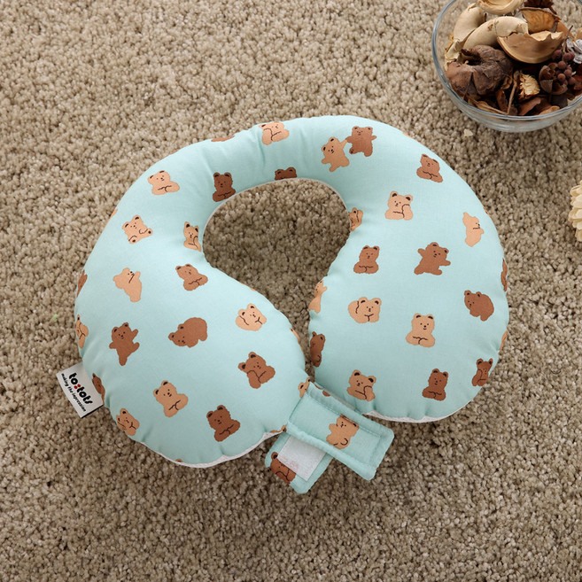 투토츠 유아용 사계절 카시트 목베개, 큐티베어민트, 1개