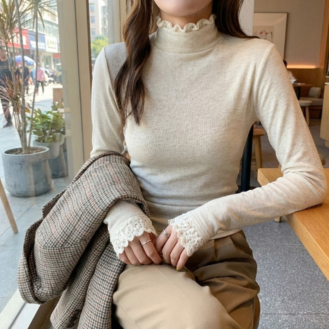 Sonio 女款飾邊高領長袖針織衫