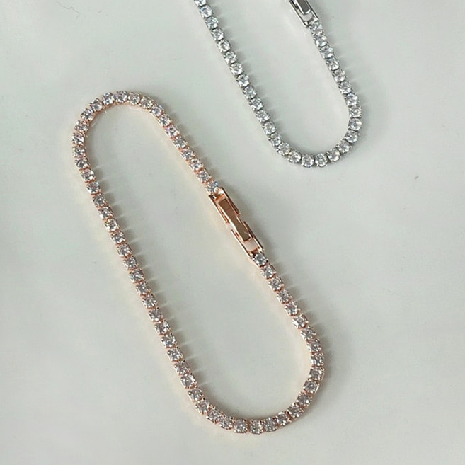 ellajour 女性用 2.5mm 鋯石網球手鍊