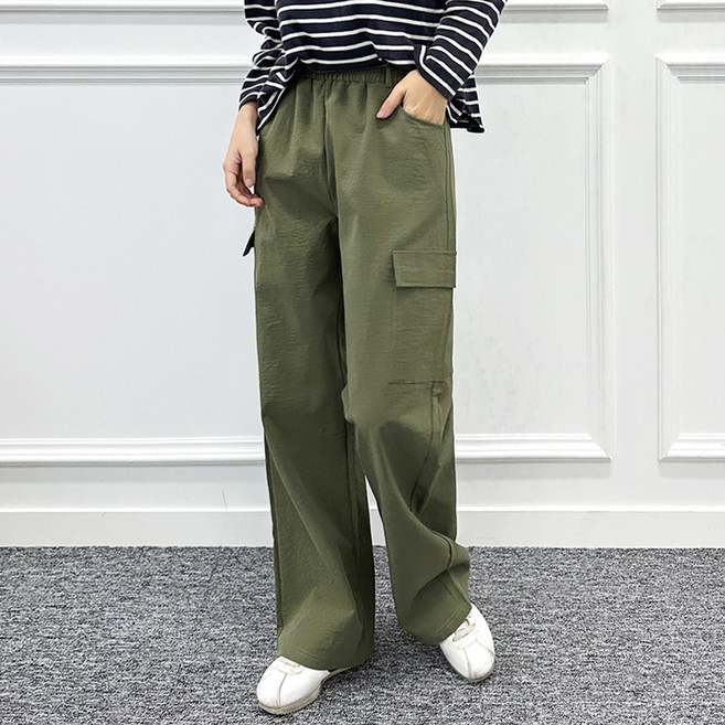 jalbba jean 女款Anorak工裝鬆緊帶寬褲