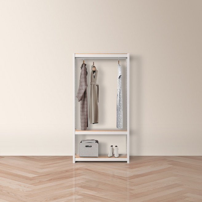 홈던트하우스 선반 1행거 방문설치, 화이트, 3단