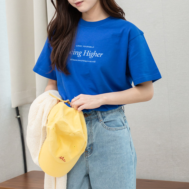 험블스튜디오 여성용 통기성 기본티 레터링 면티 20수 반팔티 KK119086