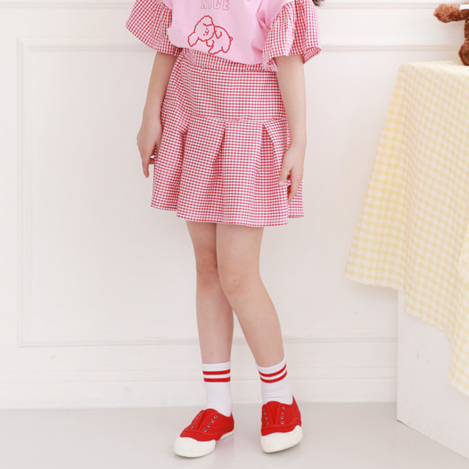 나나주니 여아용 미니체크 치마바지