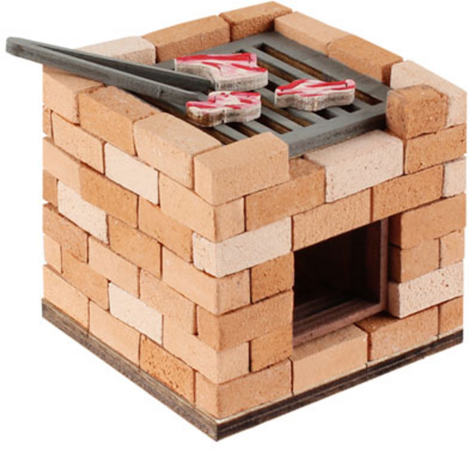 미니 벽돌 바베큐그릴 미니어처 DIY 키트 CM946, 혼합색상, 1세트