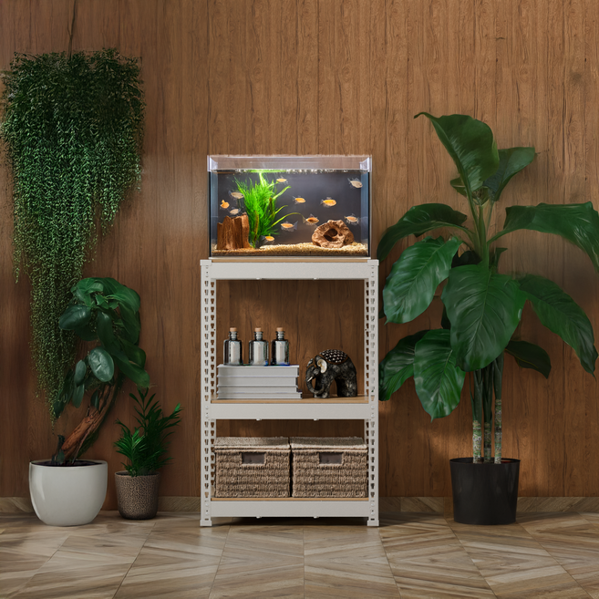 스피드랙 축양장 철제 선반 어항 받침대, 화이트, 3단