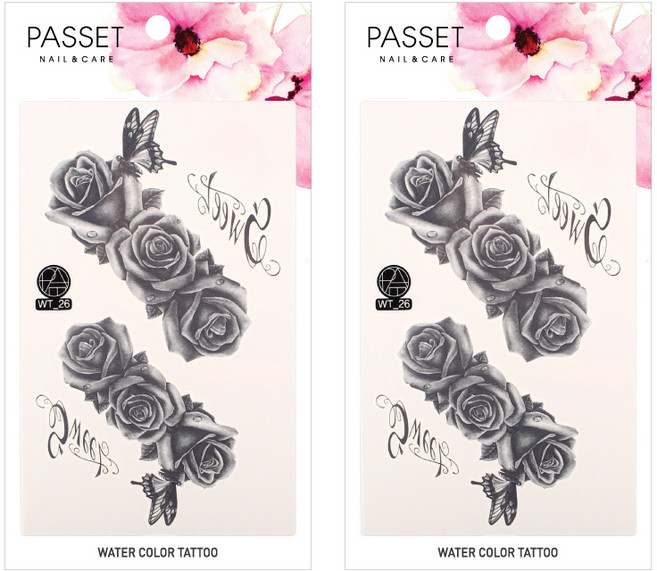 파셋 수채화 타투 스티커, WT26, 2개