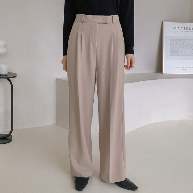 제이에이치스타일 여성용 롱/숏 기장 투턱 와이드 스판 히든 뒷밴딩 하이웨스트 슬랙스 SJROK662