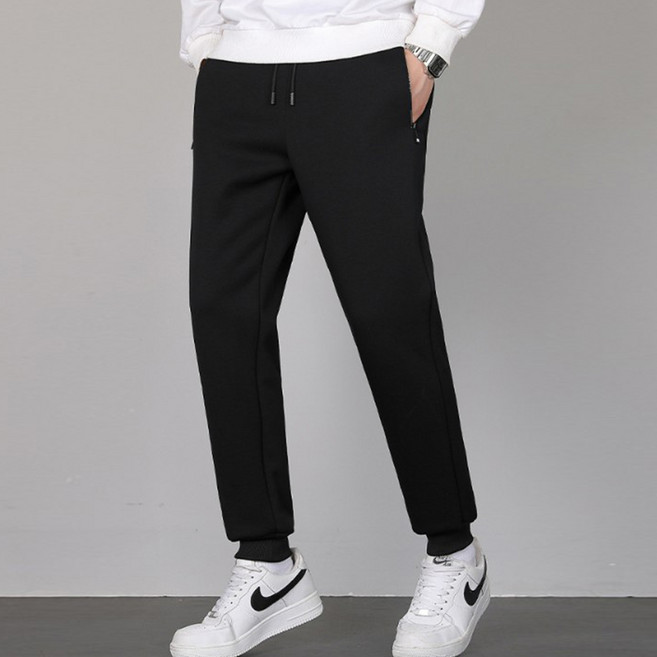 Elsso 男款Homme冬季刷毛直筒保暖鬆緊帶運動褲